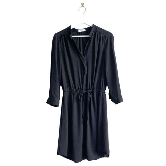 Babaton Womens Long Sleeve Button Front Shirt Dress Black Medium - Picture 1 of 9